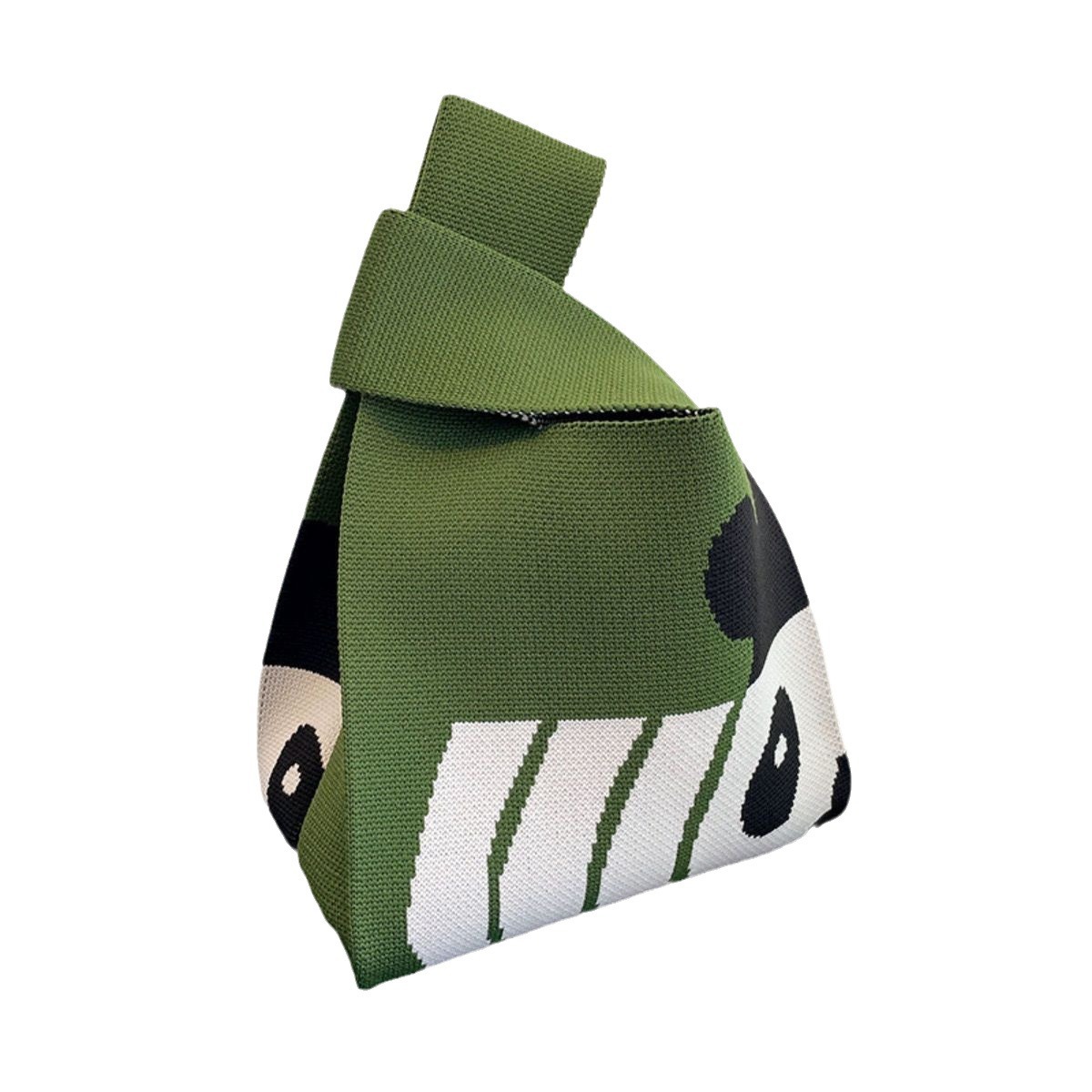 国潮熊猫针织包可爱手提袋熊猫旅游纪念品2023新款国潮包包白底实物图