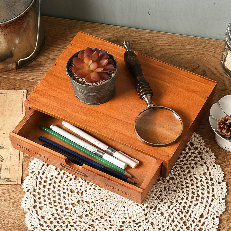 Wooden Multi-Layer Desktop Jewelry Storage Box Living Room Bedroom Drawer Wooden Box To Do Old Display Taller Frame Manufacturers details Picture
