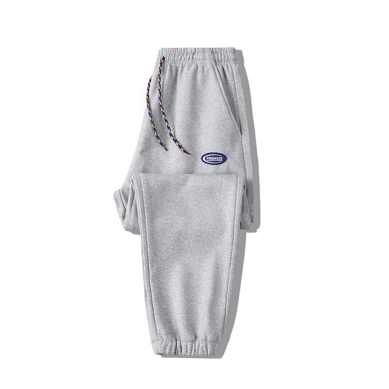 Spring, winter and autumn men's waffle casual pants, trendy and versatile men's loose fleece nine-inch pants, men's style Item Picture