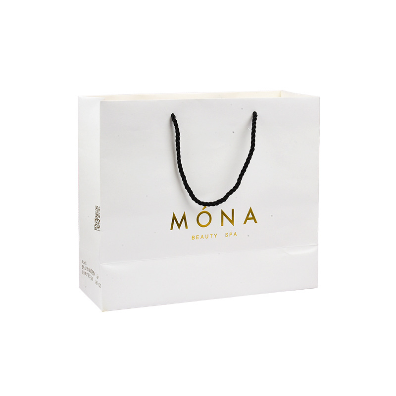 Bolsa de regalo logotipo personalizado simple premium sense té tienda de ropa corporativa compras tarjeta blanca bolsa de papel personalizado Item Picture