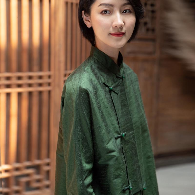 New Chinese Niche Design Shirt Chinese Style Retro Art Cardigan Disc Buckle Long Sleeve Blouse Women's Autumn Shirt Specification drawing