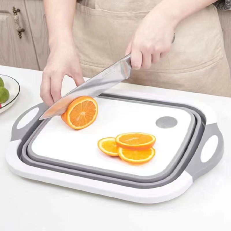 Folding cutting board, dual-purpose cutting board, household sink, anti-slip multi-functional adhesive board, plastic cutting board, hanging for storing vegetables Specification image