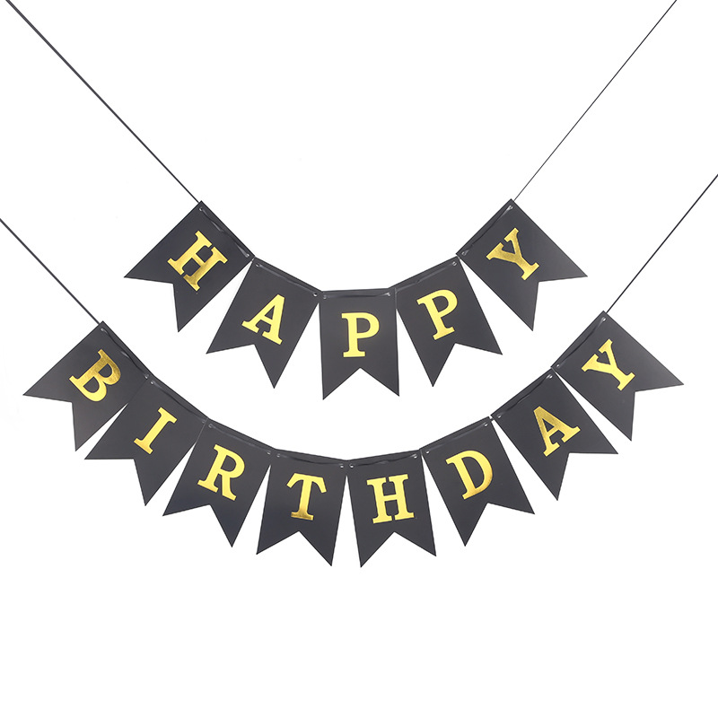 Birthday Pull Flags Banners With Lights String Baby's First Year Children's Party Party Decoration Background Wall Scene Layout Specification drawing