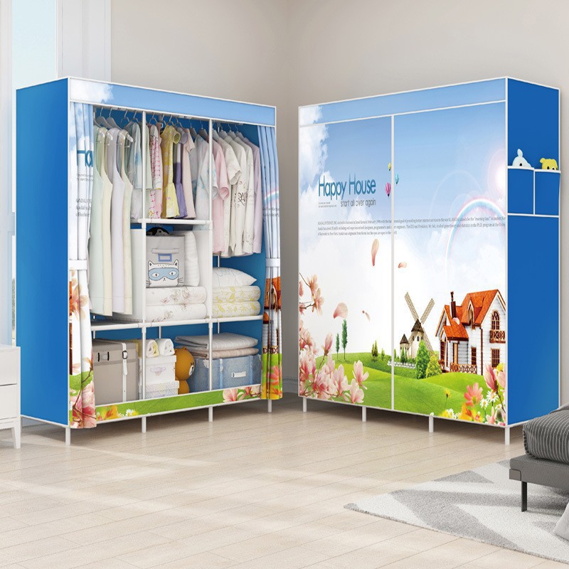 简易衣柜布艺布衣柜防尘封闭简约现代组装布衣柜收纳柜