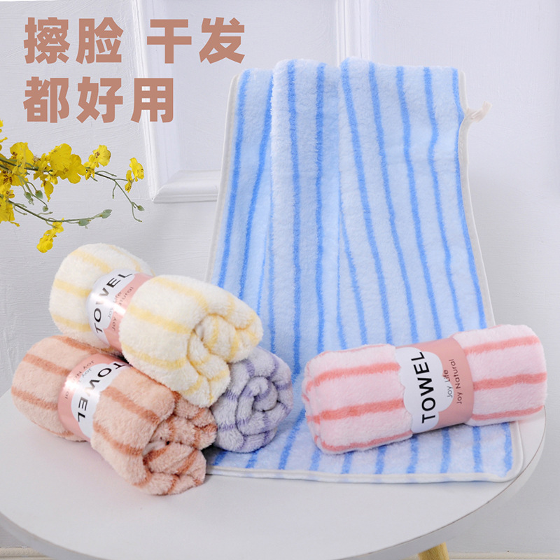 Five sets of coral fleece towels in stock for home use, including facial towels and vertical striped coral fleece towels and bath towels Application Scenario