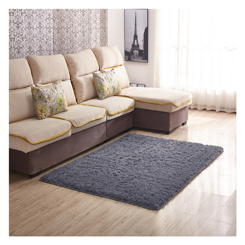 Ins Wind Solid Color Long Hair Gradient Tie-Dye Carpet Household 4.5Cm Thick Bedroom Bed Blanket Dirt Resistant Living Room Carpet Application Scenario