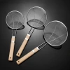 Stainless steel wooden handle mesh large strainer, commercial hot pot spoon, oil grid, hotel supplies, ladle, deep-frying and noodle ladle details Picture