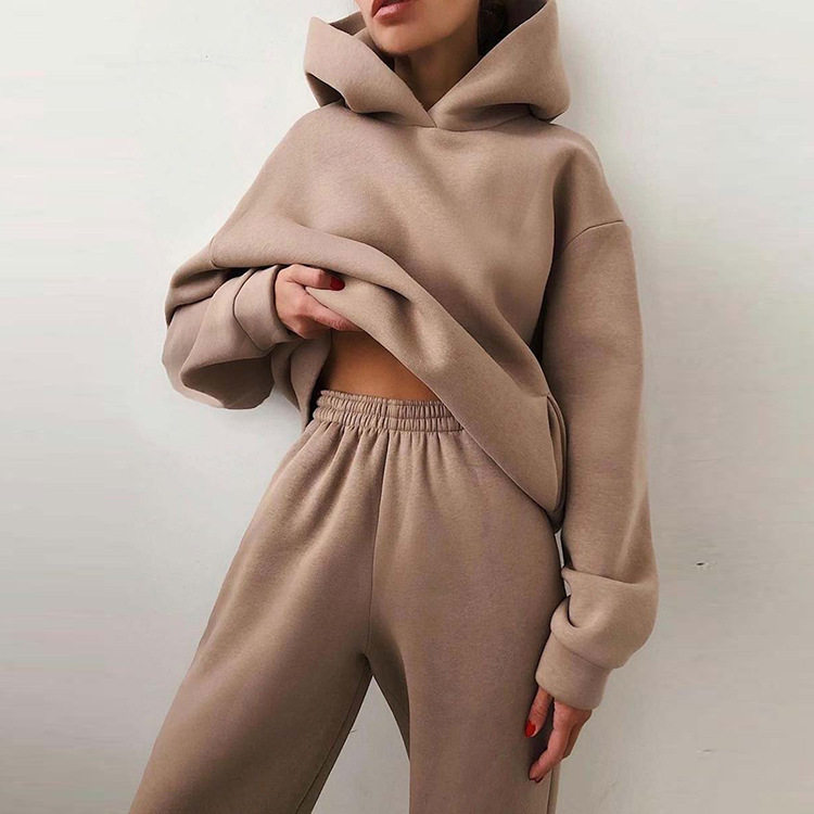 thickened long-sleeved sweatshirt and trousers two-piece set details Picture
