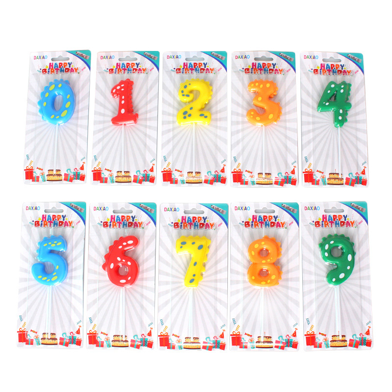 New Baby Dinosaur Digital Birthday Candle Smokeless 0-9 Years Old Cute Candy Color Digital Candle Wholesale Item Picture