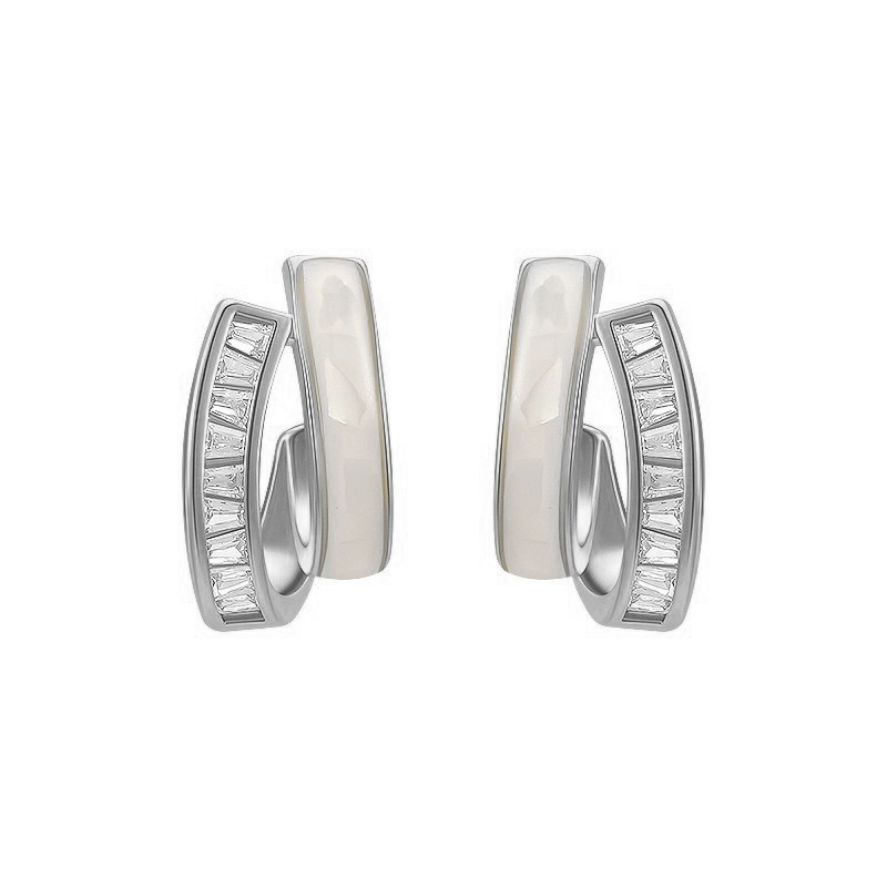 Double-layer stud earrings for women in summer, simple Korean style, S925 stud earrings, high-end earrings and earrings, 2023 new trend Item Picture