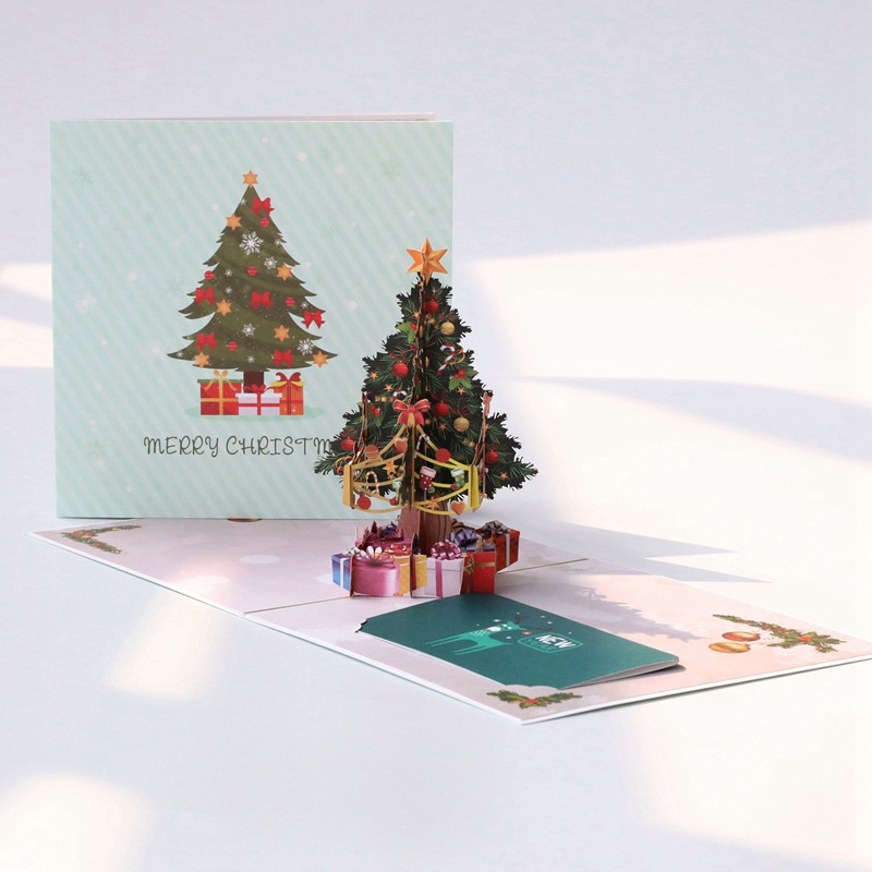 3d stereoscopic Christmas cards, creative Christmas gifts, Christmas tree cards, student Christmas event gifts wholesale Specification image