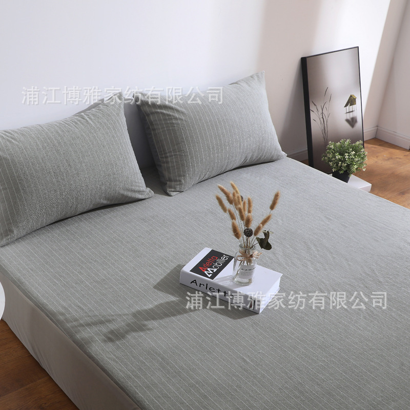 Cross-border Amazon supplies waterproof and urine-proof care bed caps with striped brushed solid color and simple style. Wholesale from the manufacturer details Picture