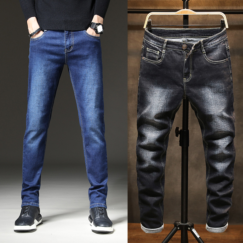 Men's casual jeans, straight-leg pants for work and commuting, slim-fit Korean-style men's pants, thin and trendy spring and summer pants for men