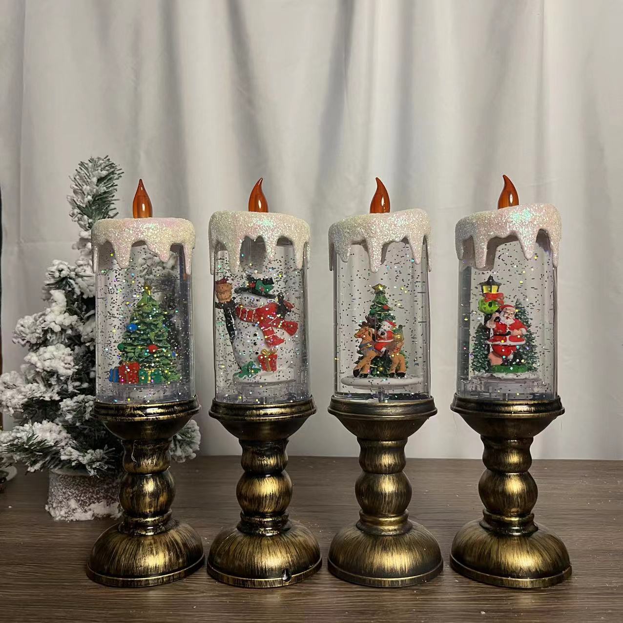 Christmas Candle Light Can Be Rotated With Music Creative Decorations Snow Lights Christmas Gift Scene Layout details Picture