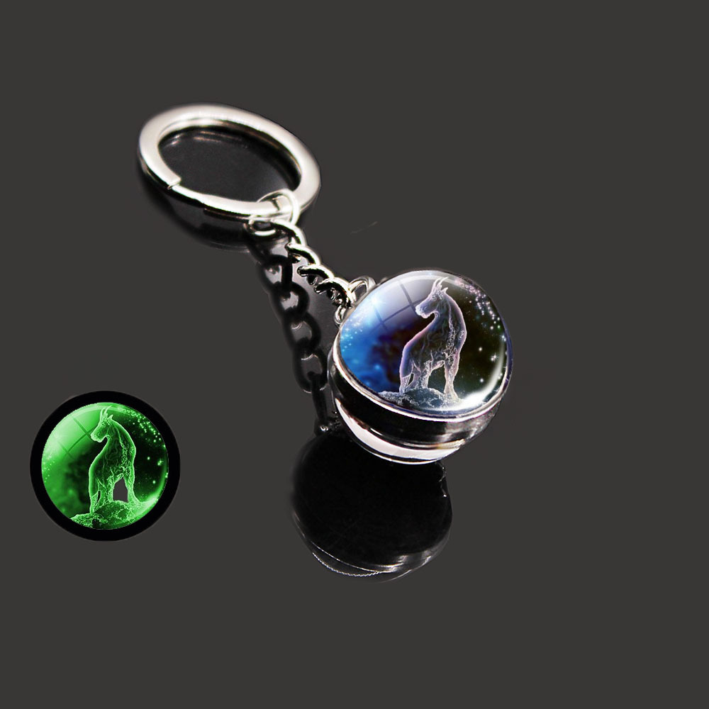 Amazon Sells Fantasy Twelve Constellations Luminous Double Glass Ball Key Chain Key Chain Accessories Wholesale Application Scenario