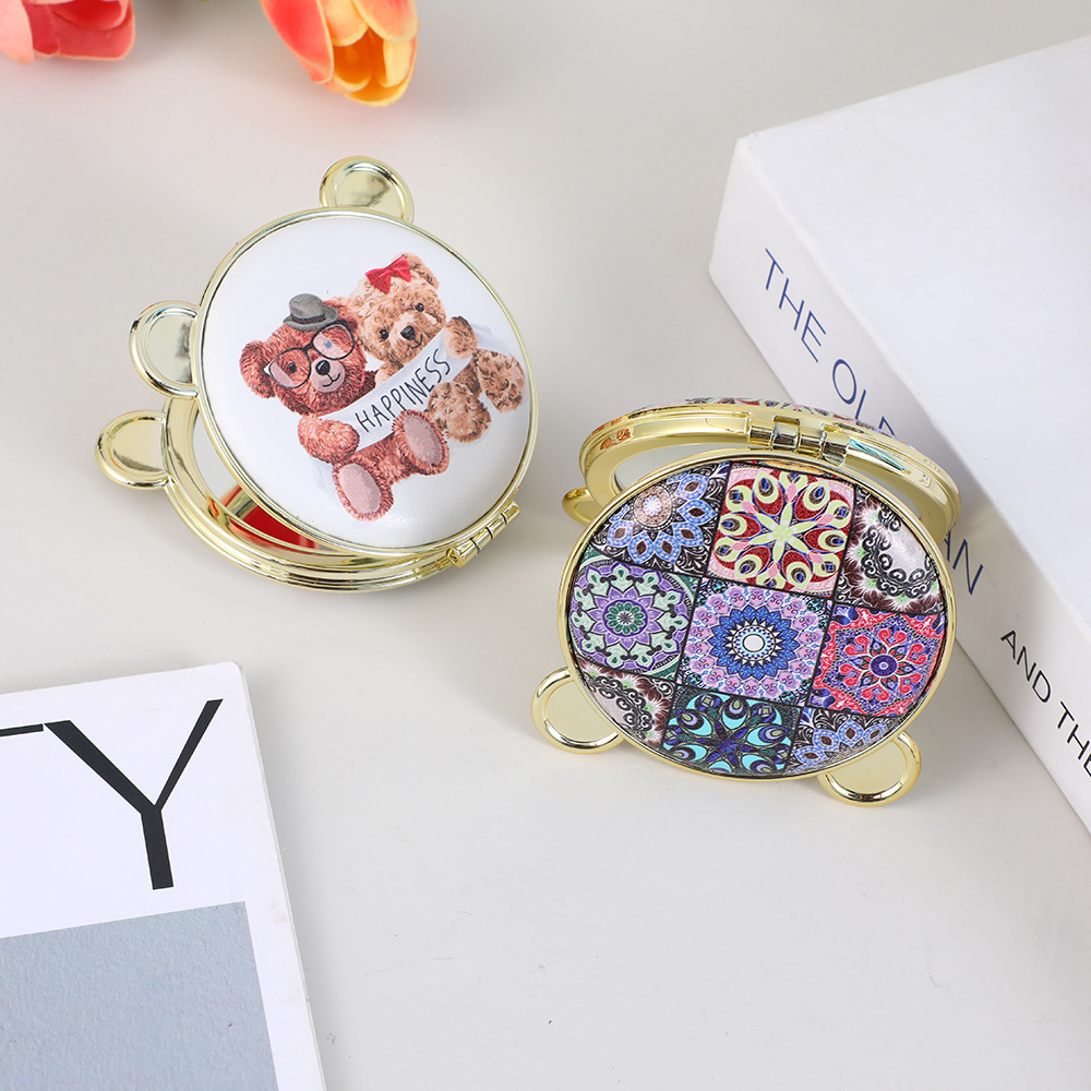 少女猫咪迷你便携折叠双面化妆镜可爱公主网红手持随身镜日用百货卫浴用品详情9