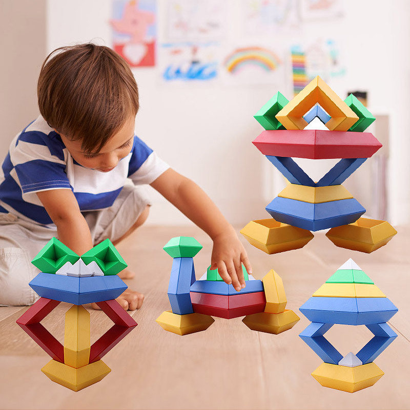 幼儿园蒙氏教具叠叠乐儿童拼装玩具套塔塑料积木菱形百变金字塔详情图2