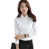 A new long-sleeved professional formal shirt for women, made of pure cotton and white, and an elegant ladies' work top Item Picture