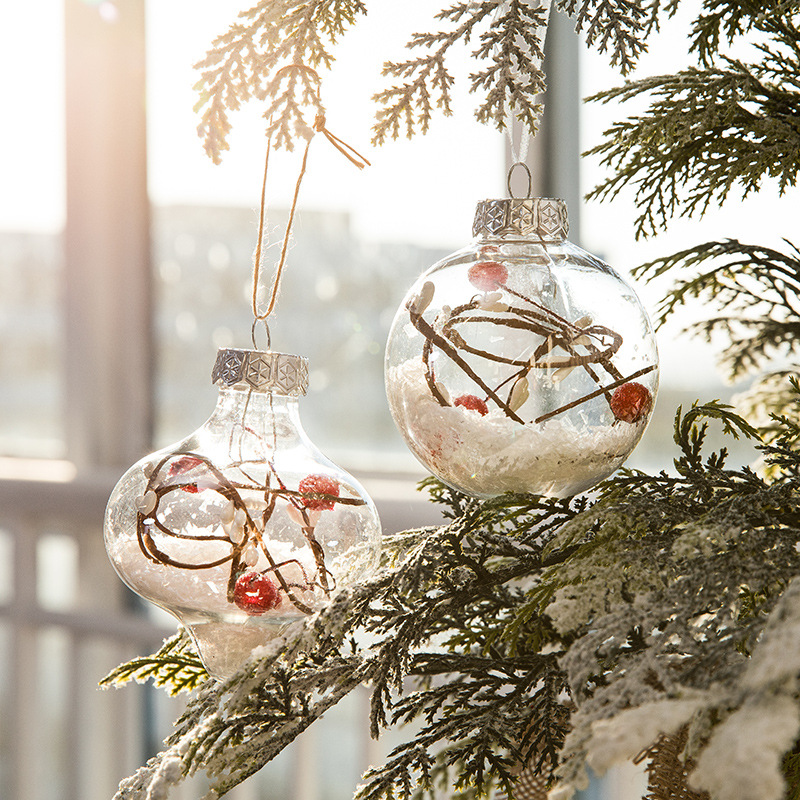 Foreign trade Nordic style Hengtai Christmas 6cm transparent decorative Christmas ball Christmas tree red fruit hanging decoration store Christmas plastic ball round ball details Picture