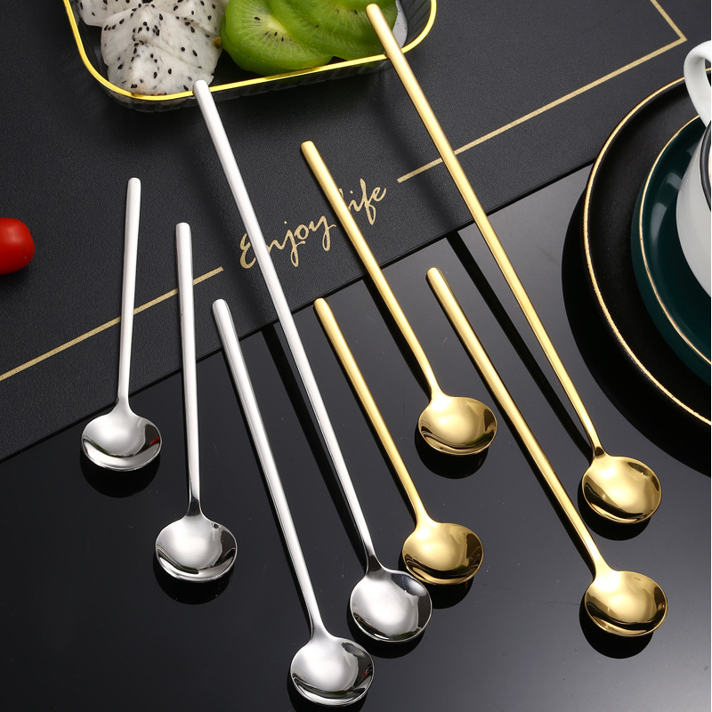 304 stainless steel spoon, high appearance level, household coffee spoon, dessert spoon, cute spoon, ice cream spoon, long-handled stirring spoon Application Scenario