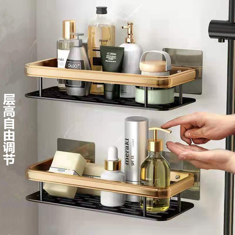 Space Aluminum Bathroom Shelf Aluminum Plate Kitchen Rag Rack Cosmetics Household Storage Wall Hanging Shelf Specification drawing