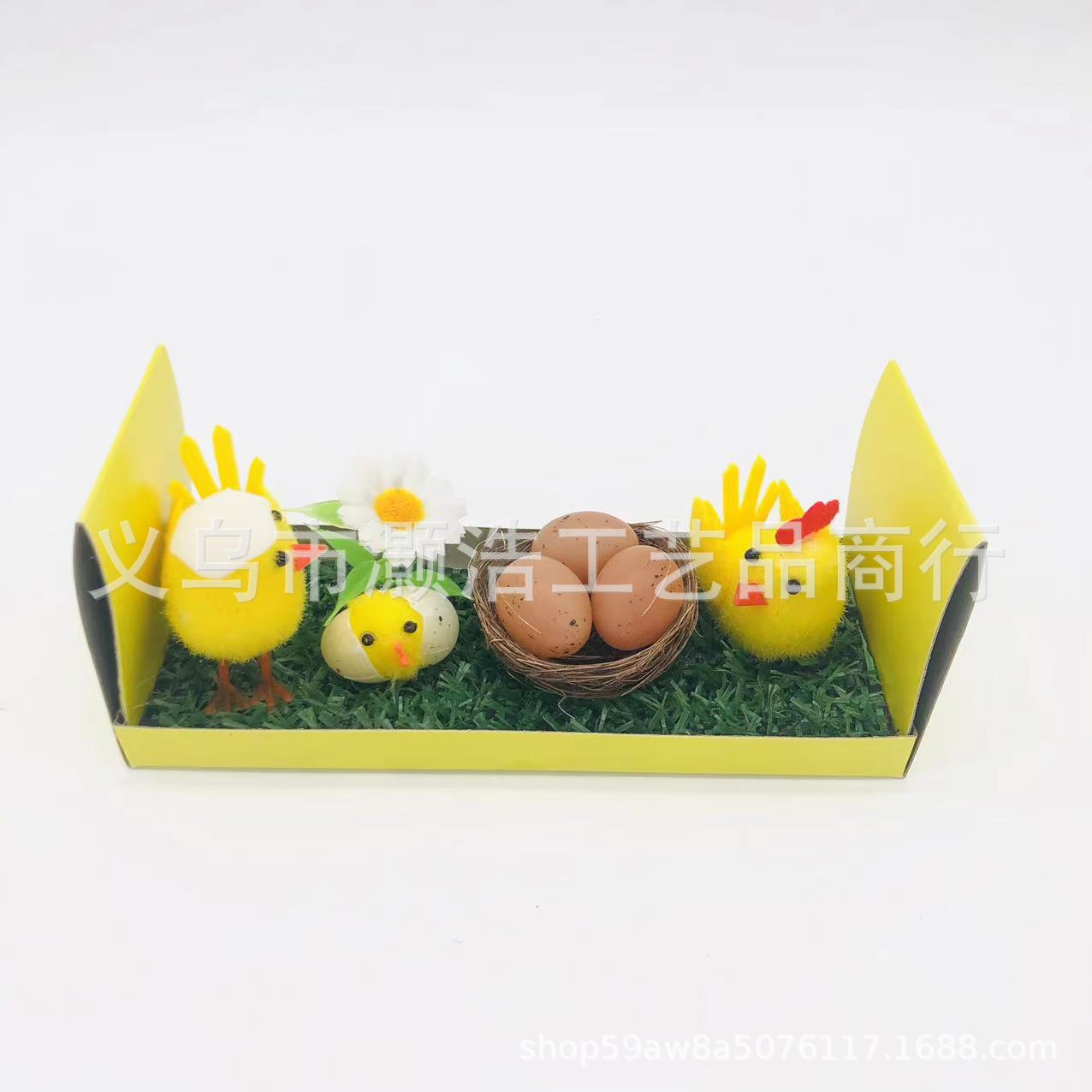 源头工厂供应厂家直销仿真复活节装饰小鸡，蛋壳小雏鸡摆件玩具鸡