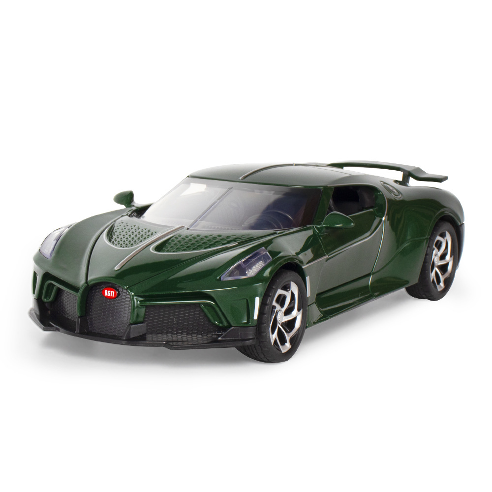 1:24 bugatti sonido de la noche coche deportivo niños modelo de coche de juguete juguete simulación aleación modelo de coche edición de coleccionista Item Picture