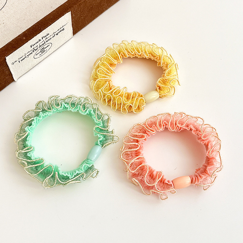 Korean style fresh and cute lace hair tie, cute girl's hair tie, high elasticity ponytail hair band, bun hair tie for girls details Picture