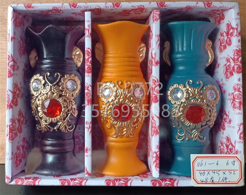 欧式轻奢陶瓷时尚创意混色6寸15厘米高工艺花瓶 礼物摆件花盆厂家