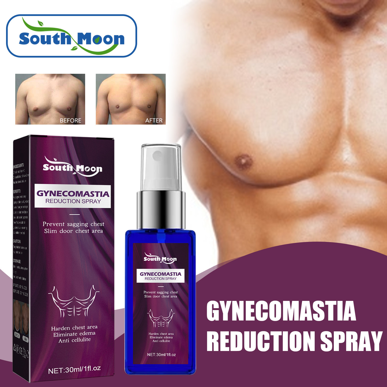 South Moon Men's Chest Firming Spray Massage Reduce Firming Chest Muscle Shaping Spray