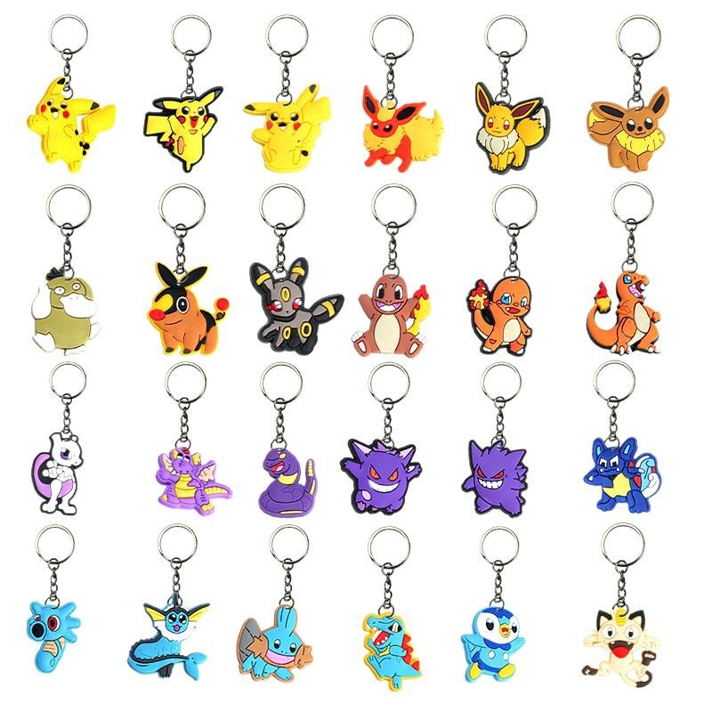 Factory direct sales of Pokemon keychains, soft rubber material, patch, high-quality gift, schoolbag decoration, key chain pendants Item Picture