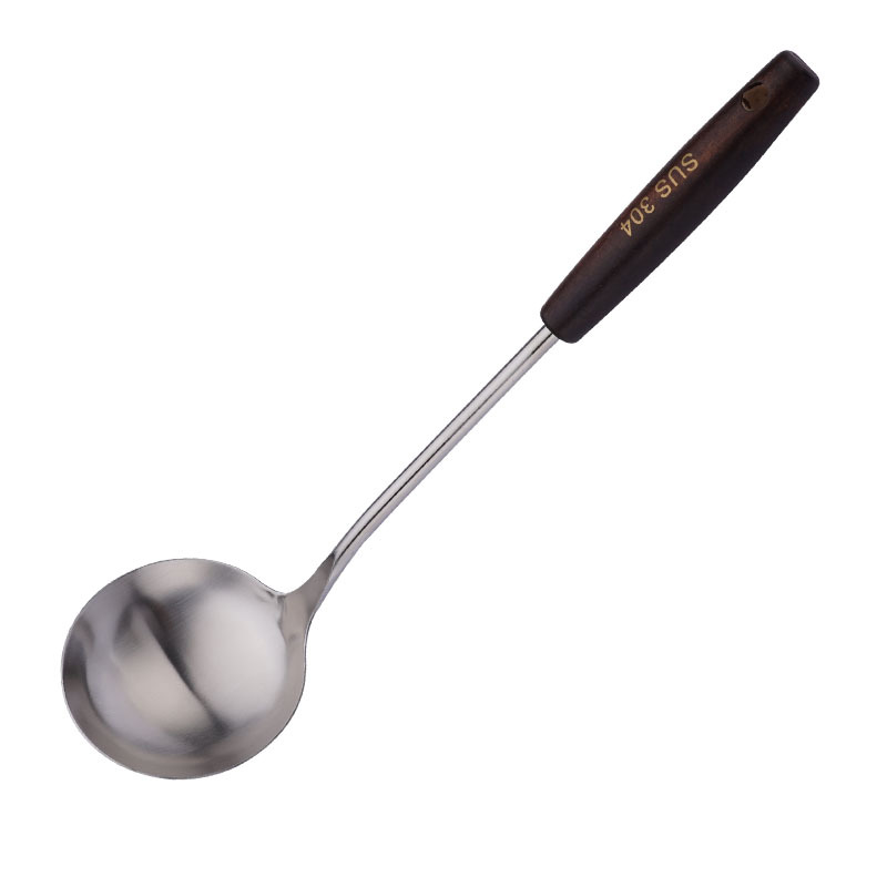 304 stainless steel spatula, extended wooden handle kitchenware spatula and spoon set, soup spoon, stir-frying spatula, frying spatula, strainer, kitchenware Item Picture