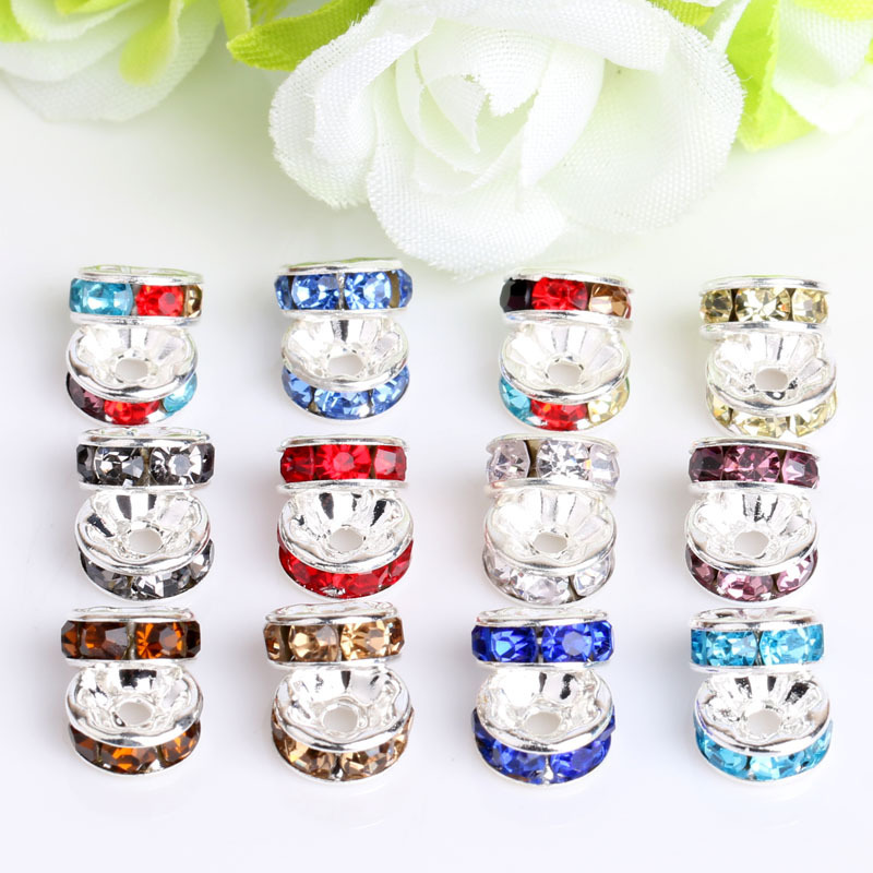 手工钻圈隔珠 彩色手链镶钻隔片车轮圈6/8/10/12mm diy饰品配件详情14