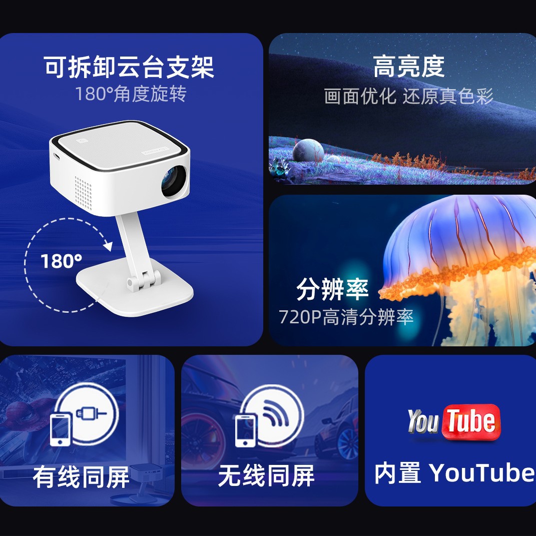 The new cross-border T3 gimbal projector is a home ultra-high-definition bedroom wall-projecting portable mobile phone wireless screen projector Application Scenario