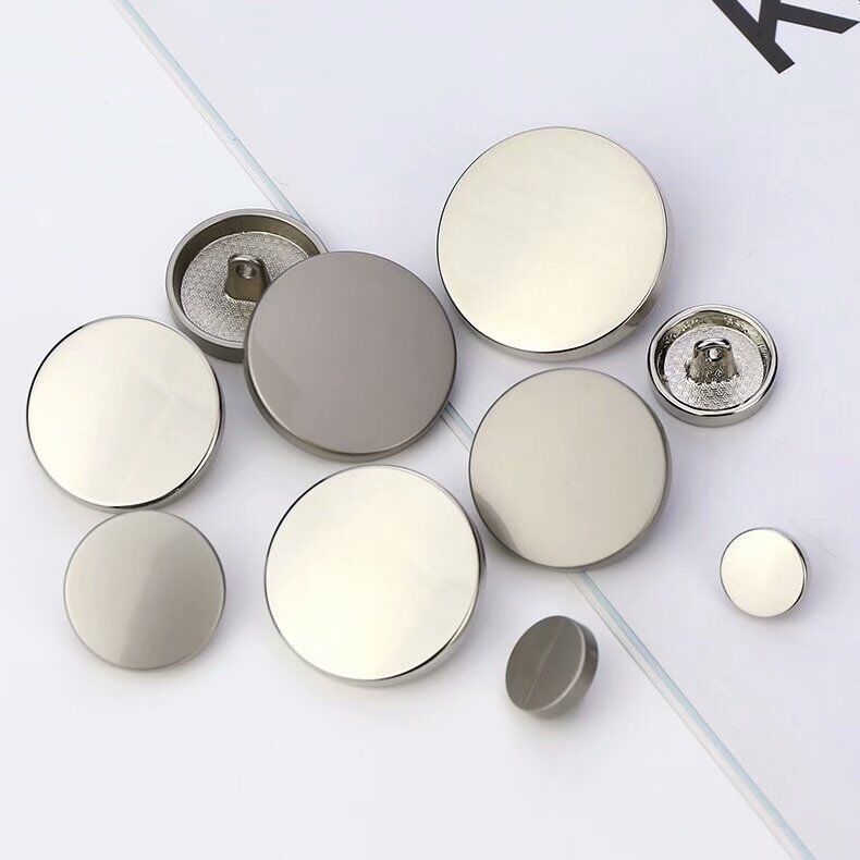 Metal flat mirror button suits, shirts, overcoats, round button jackets, denim skirts, alloy hand-sewn buttons Specification image