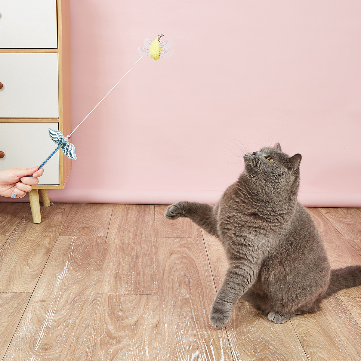 Spring Warmth Series Cat Toys, cat teasing stick set, Sequined rain thread replacement head, detachable. Cats can enjoy themselves and expend energy details Picture