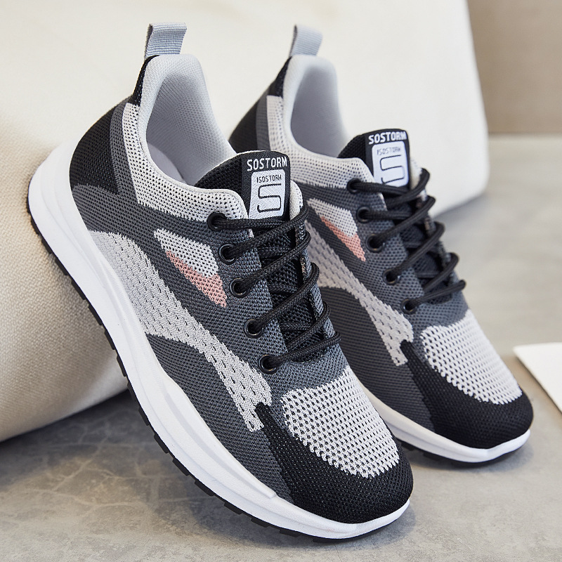 女鞋2022春秋季新款网面透气轻便休闲跑步妈妈软底舒适平底运动鞋