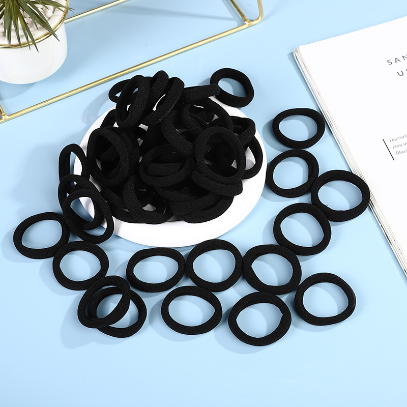 Black high-elasticity seamless towel hair band bestseller, no damage to hair, basic rubber band hair tie, ladies and children