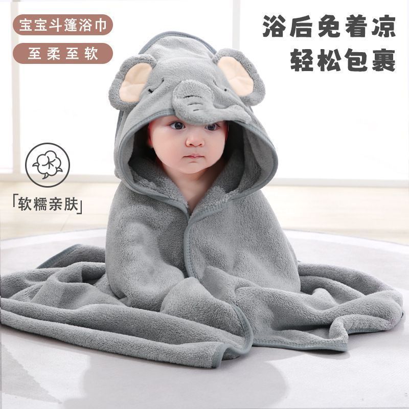 Wholesale cartoon baby bathrobes and cloaks, mother and baby bags, coral fleece soft bathing hooded baby quick-drying blanket