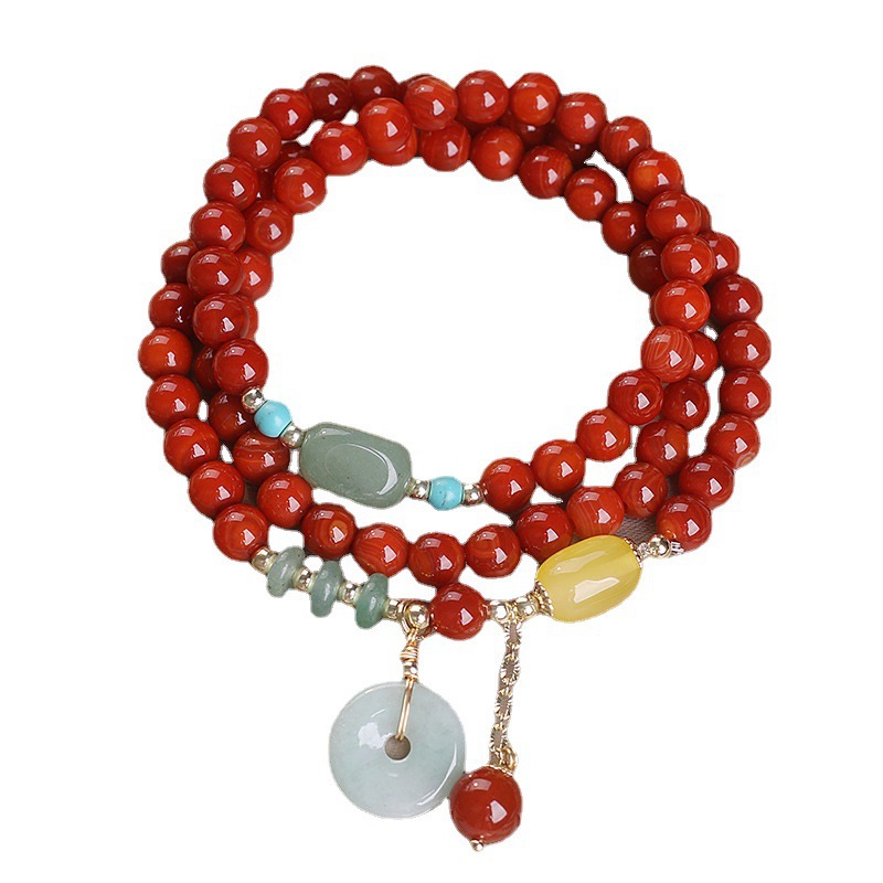 Douyin Live streaming is selling hot multi-layer Nan Hong agate peace pendant, bracelet, women's bracelet and string wholesale Item Picture