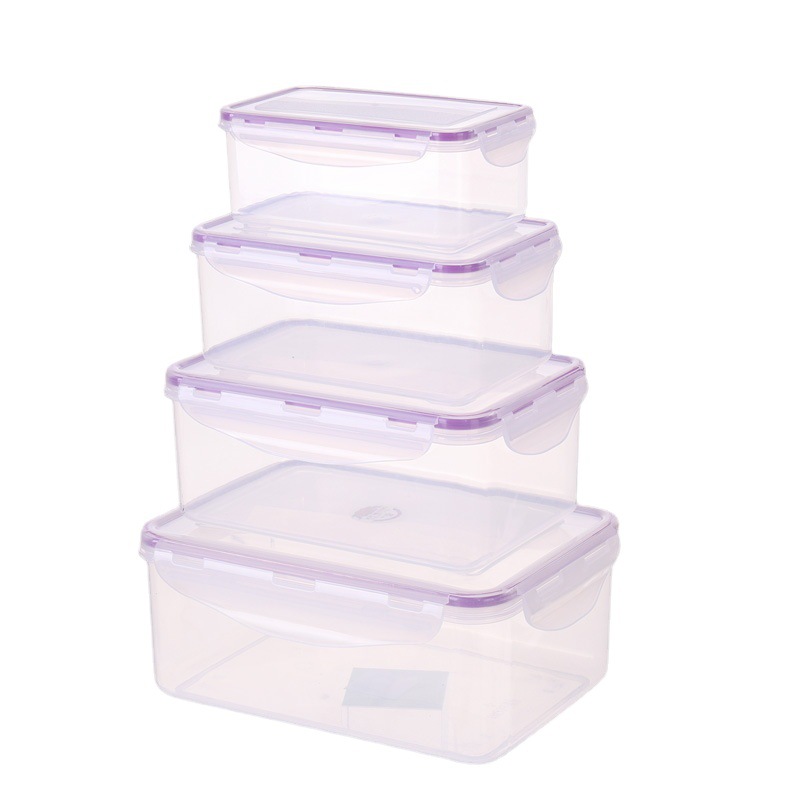 Four-piece plastic sealed food storage box, four-piece silicone sealed food storage box Item Picture