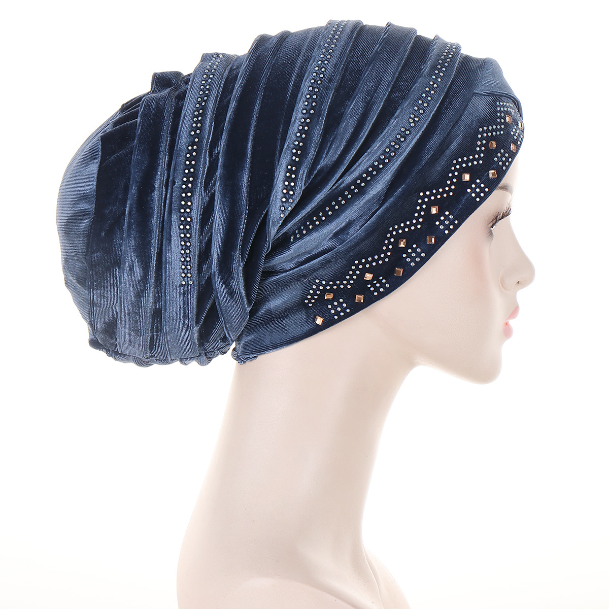 Aliexpress European And American Canary Iron Drill Hat Muslim Turban Folding Pile Hat In Stock Item Picture