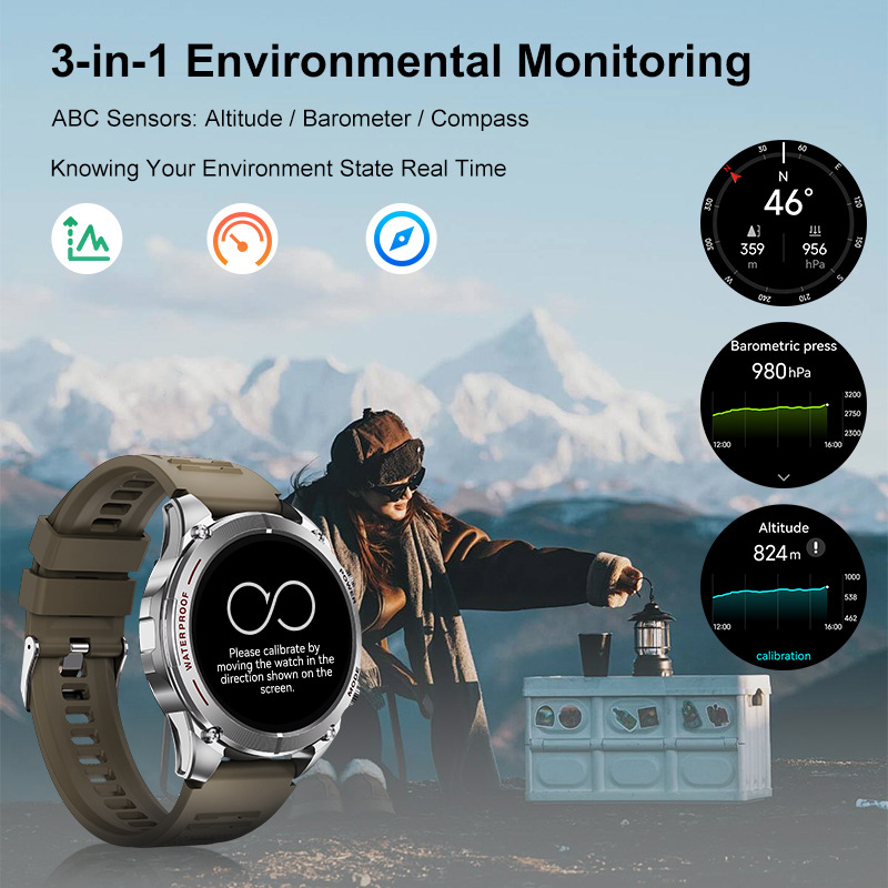 New T90GPS smartwatch, 3ATM waterproof compass, heart rate, sleep monitoring, music control, Bluetooth watch Application Scenario
