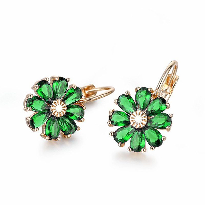 Flower and fresh style earrings, new women's stud earrings from Kashi Accessories on AliExpress, zircon design earrings and ear buckles wholesale Item Picture