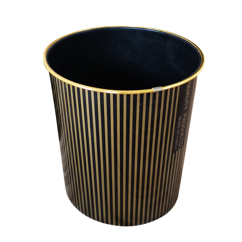 Golden Edge trash can, household kitchen and bathroom garbage storage plastic trash can, wastebasket Item Picture