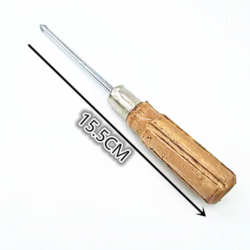 Red wooden handles 3-inch, 4-inch and 8-inch wooden screwdrivers, screwdrivers with cross-head screws and screwdrivers