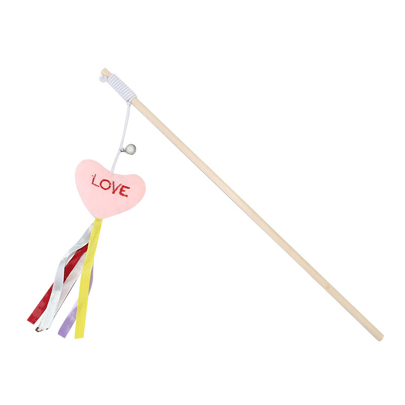 Manufacturers spot new wooden pole cat stick webbing bell long elastic rope cat stick interactive cat toy