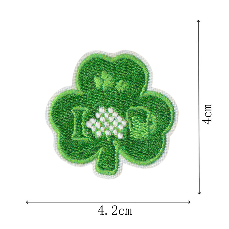 圣帕特里克节装扮刺绣布贴节日点缀三叶草补丁贴刺绣贴片绿色树叶详情13