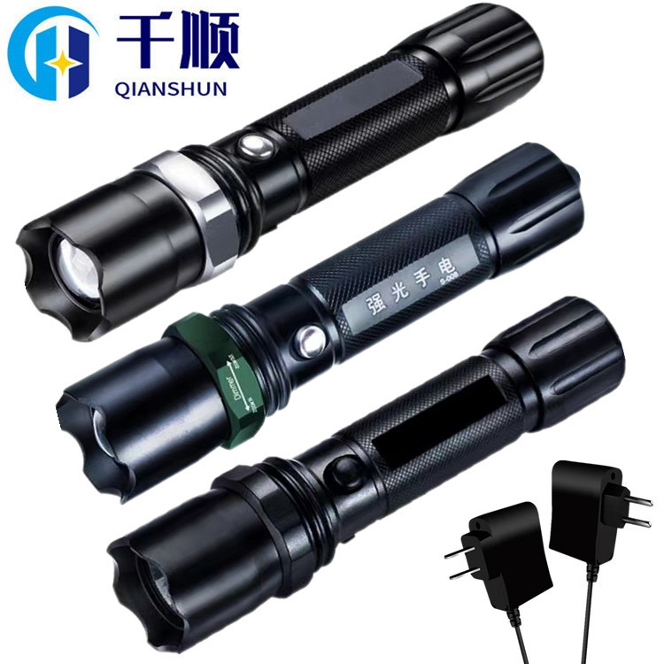 Cross-border led cycling dimming outdoor lighting charging set, aluminum alloy manufacturer wholesale zoom high-intensity flashlight