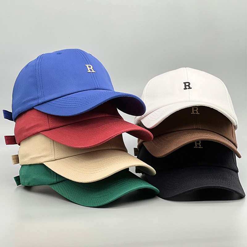 R letter embroidered baseball cap Female Four seasons All-match casual outdoor duck cap couple students age reducing show white fishing